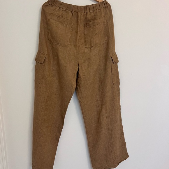 Brown Bamboo Cotton Blend Wide Leg Cargo Pants High Rise | Streetwear - Picture 2 of 15
